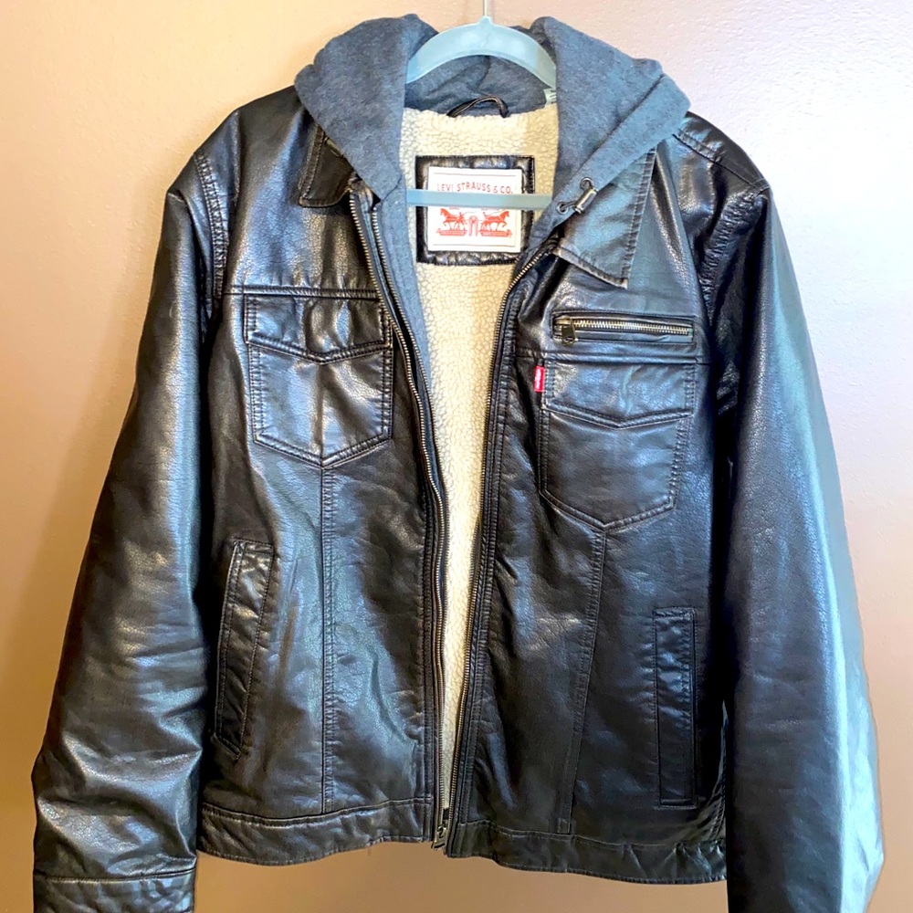 Hooded faux Leather Levi’s Coat